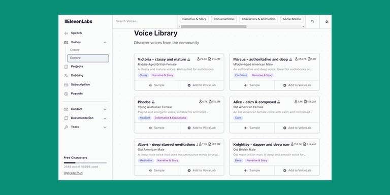 elevenlabs-ai-voices-library